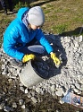 Уватские волонтеры помогли ветерану, перетащить камни. 